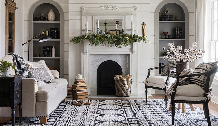 black and white rug